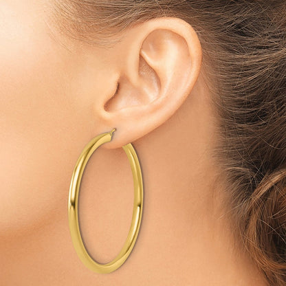 14K Gelbgold Poliert 4mm Creolen