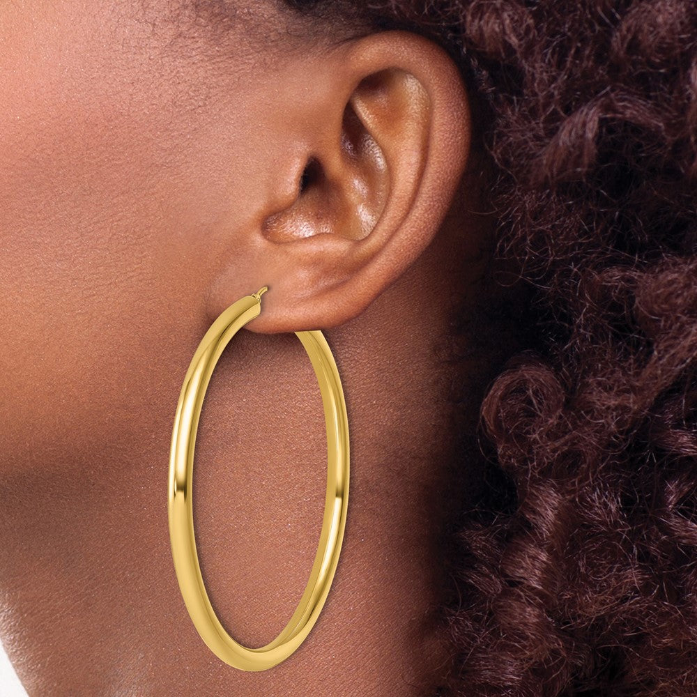 14K Gelbgold Poliert 4mm Creolen
