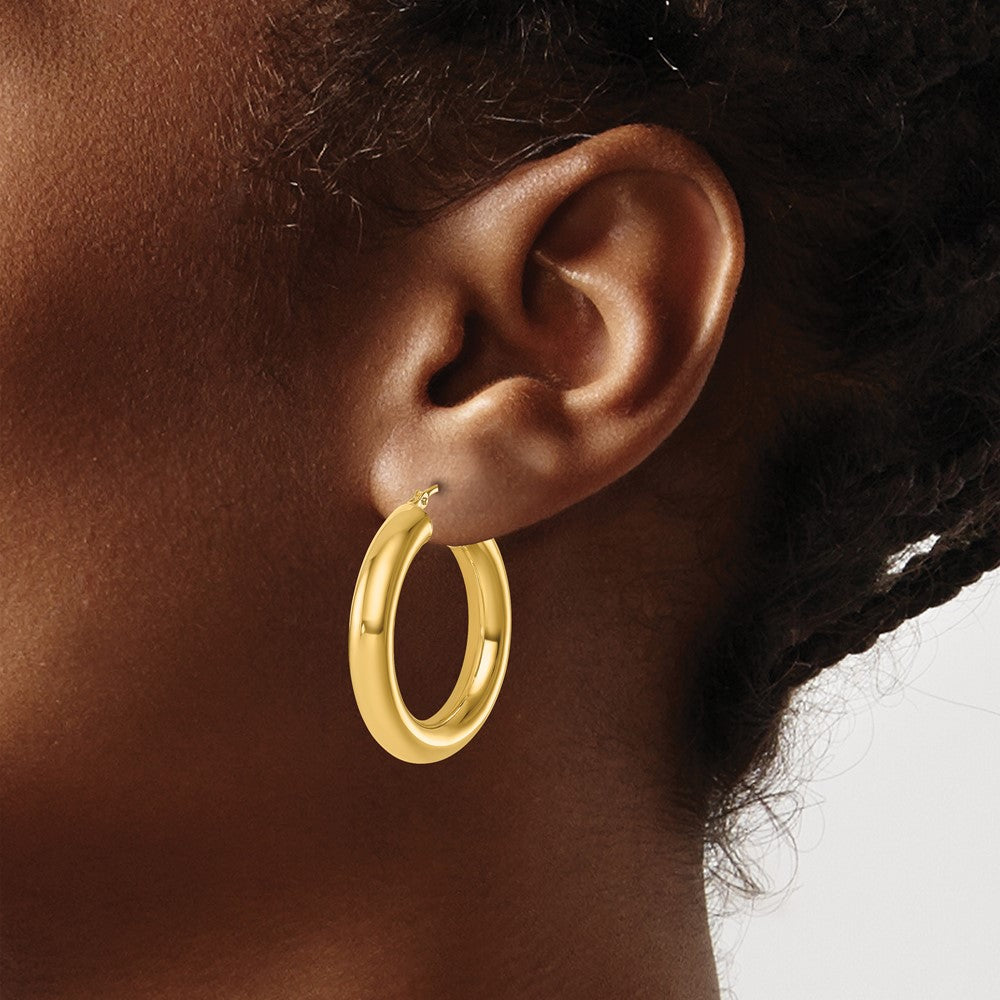 14K Gelbgold Poliert 5mm Creolen