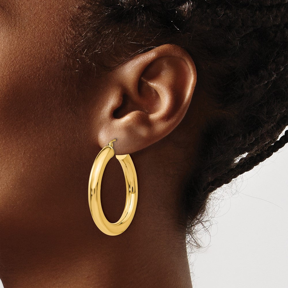 14K Gelbgold Poliert 5mm Creolen