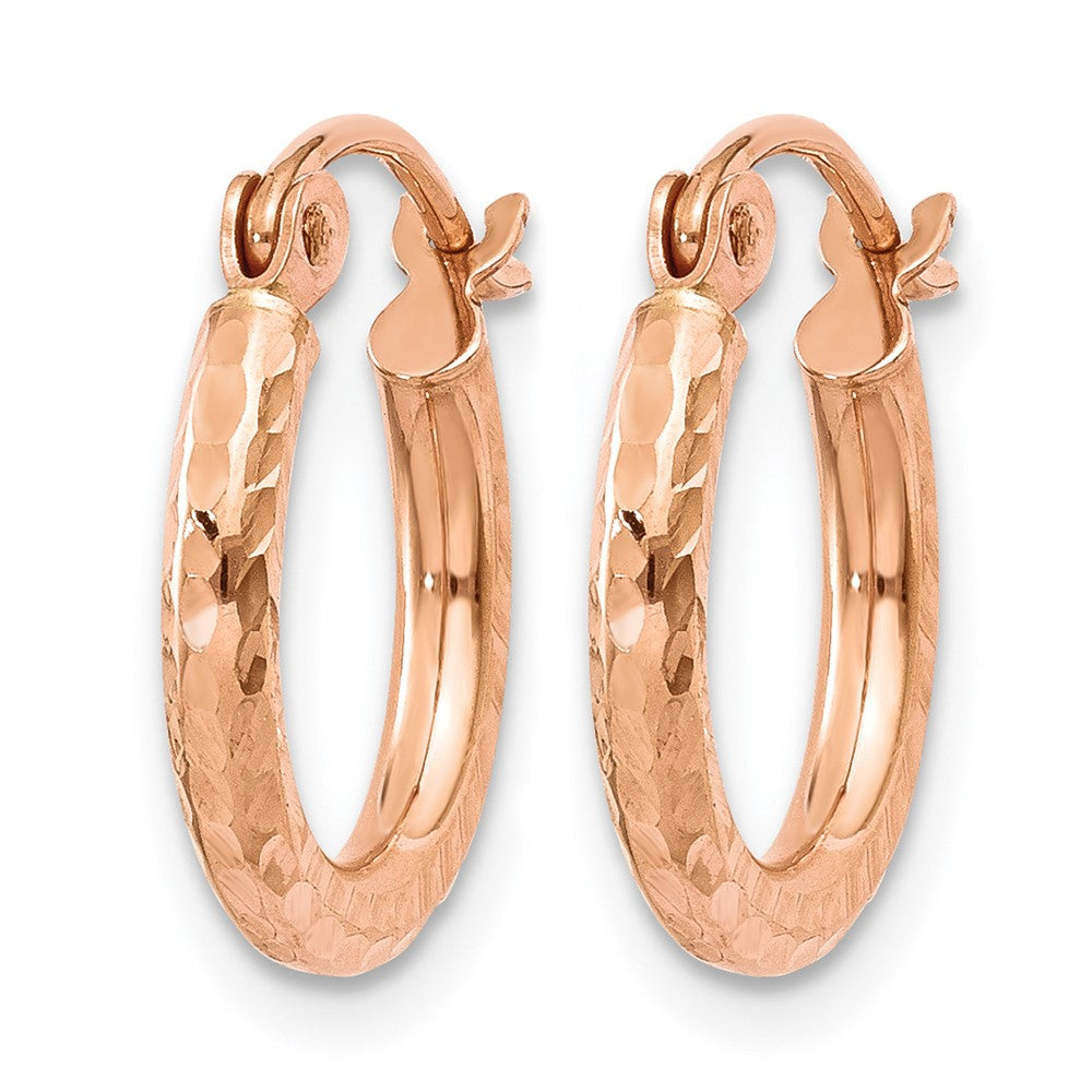 14K Roségold Leicht Diamantiert Creolen
