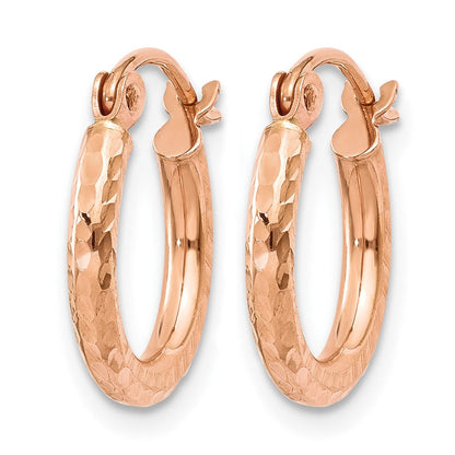14K Roségold Leicht Diamantiert Creolen