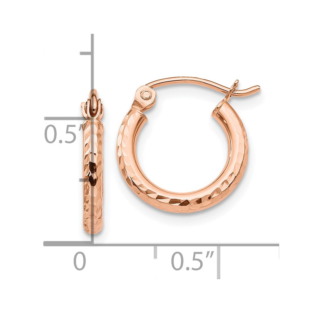 14K Roségold Leicht Diamantiert Creolen