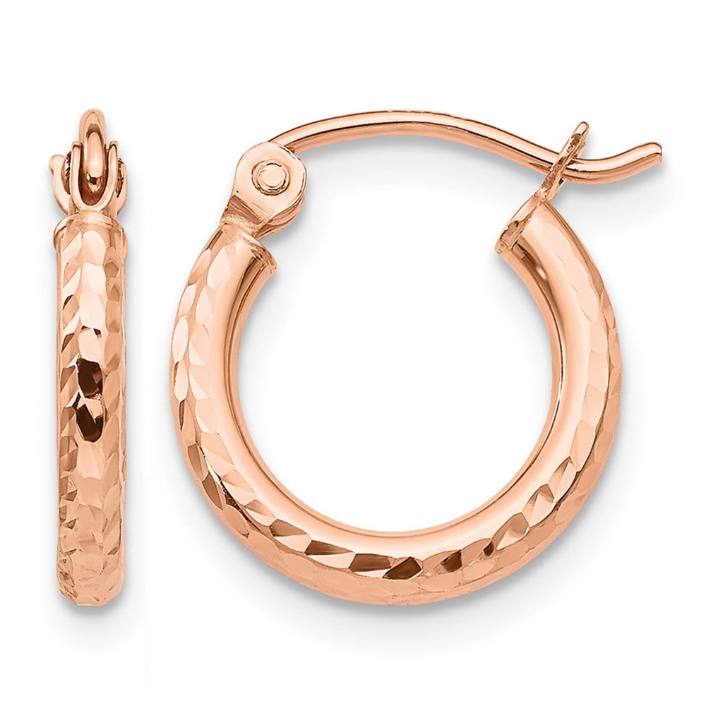 14K Roségold Leicht Diamantiert Creolen