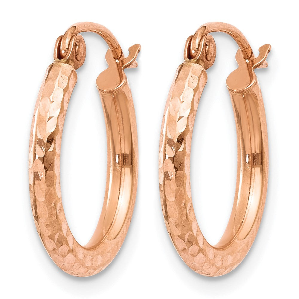 14K Roségold Leicht Diamantiert Creolen