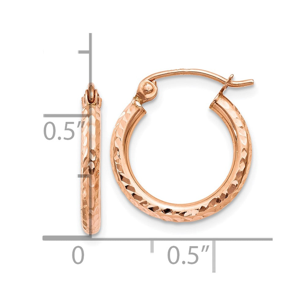 14K Roségold Leicht Diamantiert Creolen