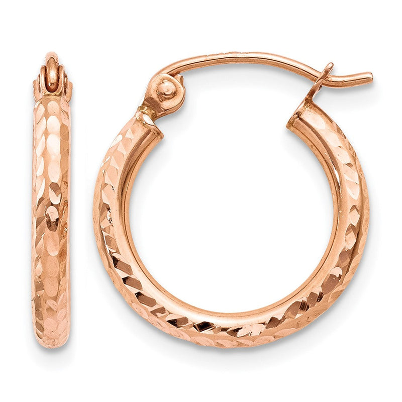 14K Roségold Leicht Diamantiert Creolen