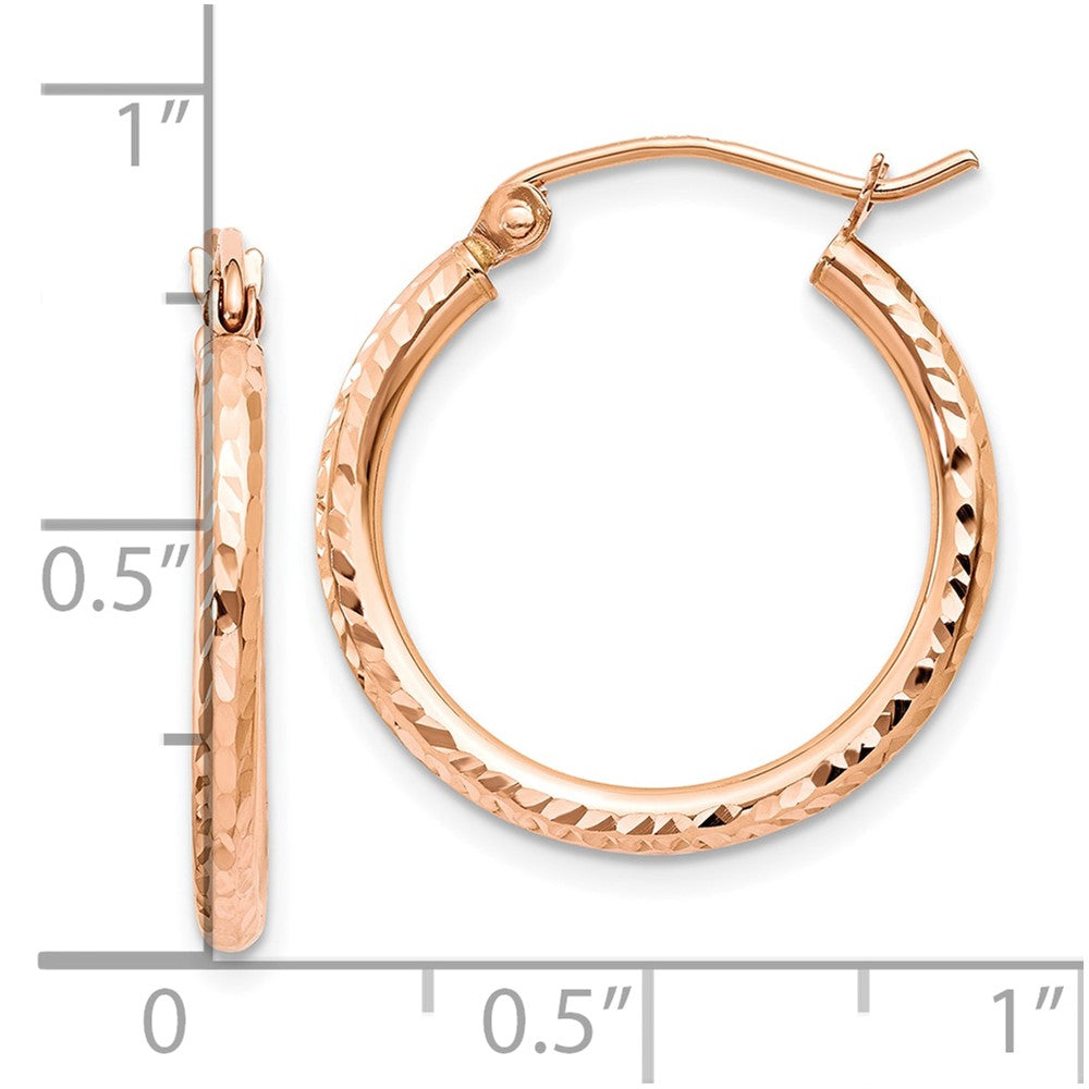 14K Roségold Diamantiert Poliert Creolen