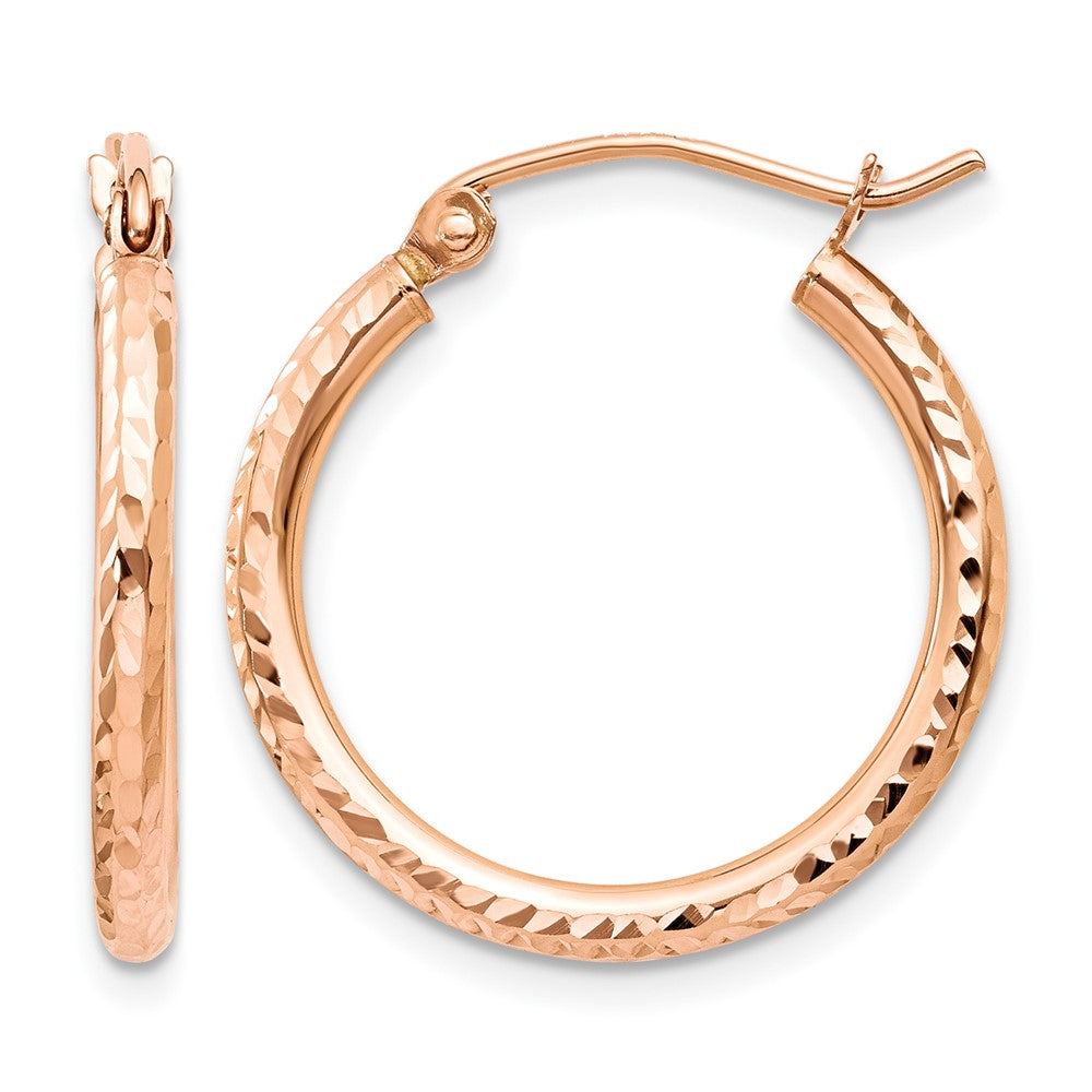 14K Roségold Diamantiert Poliert Creolen