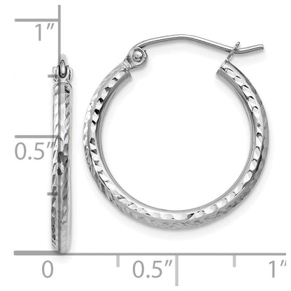 14K Weißgold Diamantiert 2mm Rund Röhre Creolen