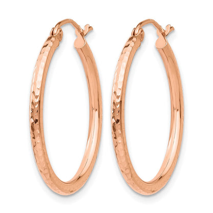 14K Roségold Diamantiert Poliert Creolen