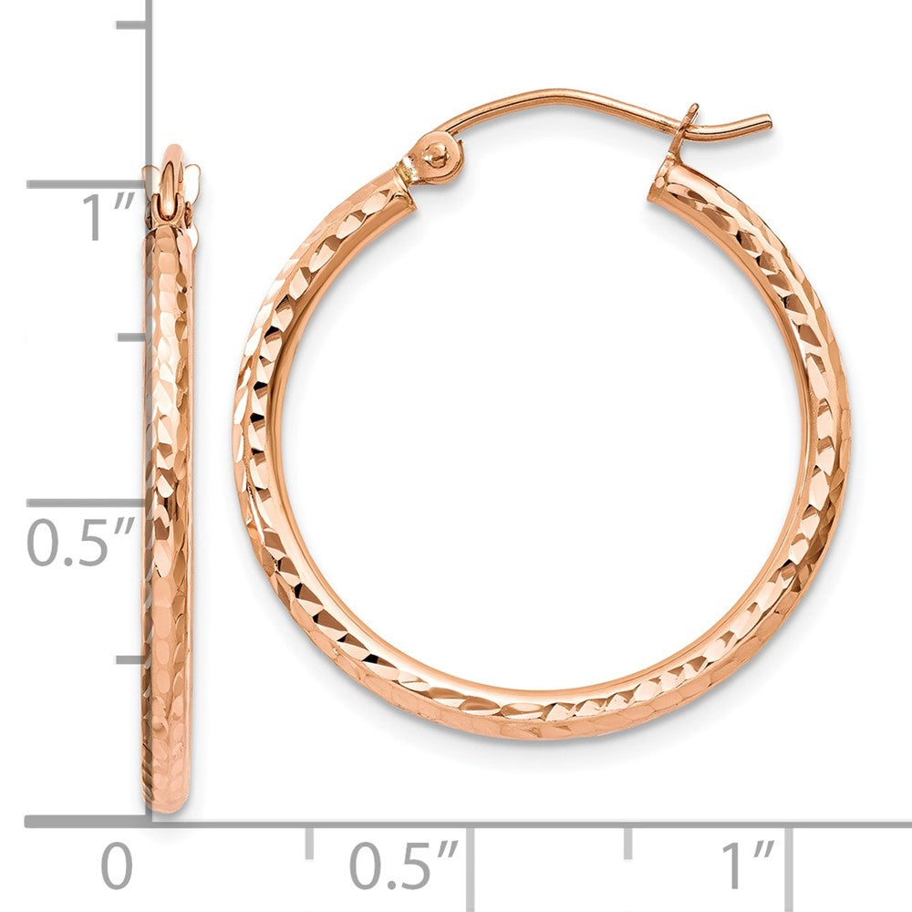 14K Roségold Diamantiert Poliert Creolen