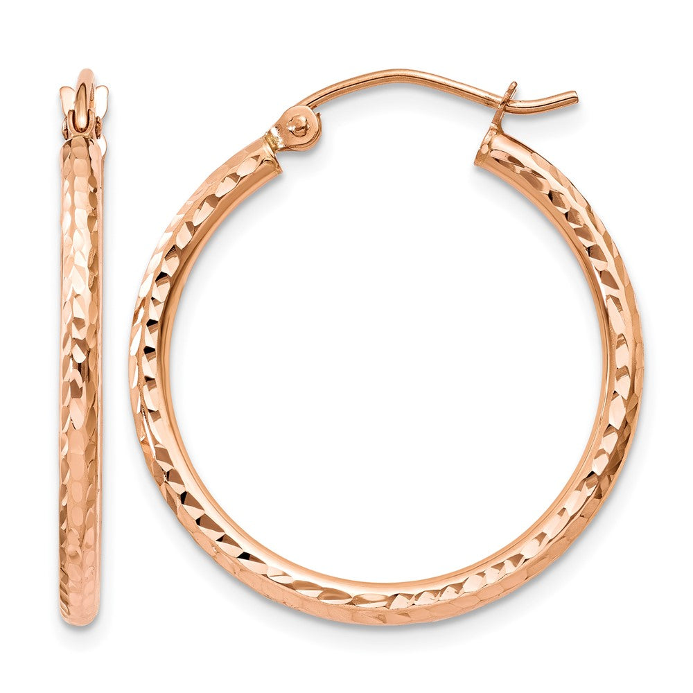 14K Roségold Diamantiert Poliert Creolen