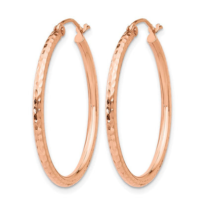 14K Roségold Diamantiert Poliert Creolen