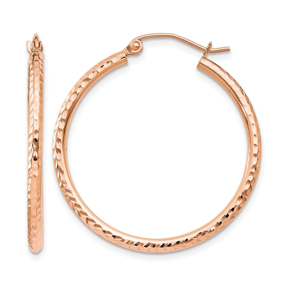 14K Roségold Diamantiert Poliert Creolen