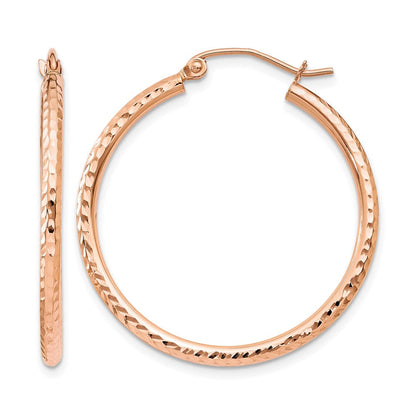 14K Roségold Diamantiert Poliert Creolen