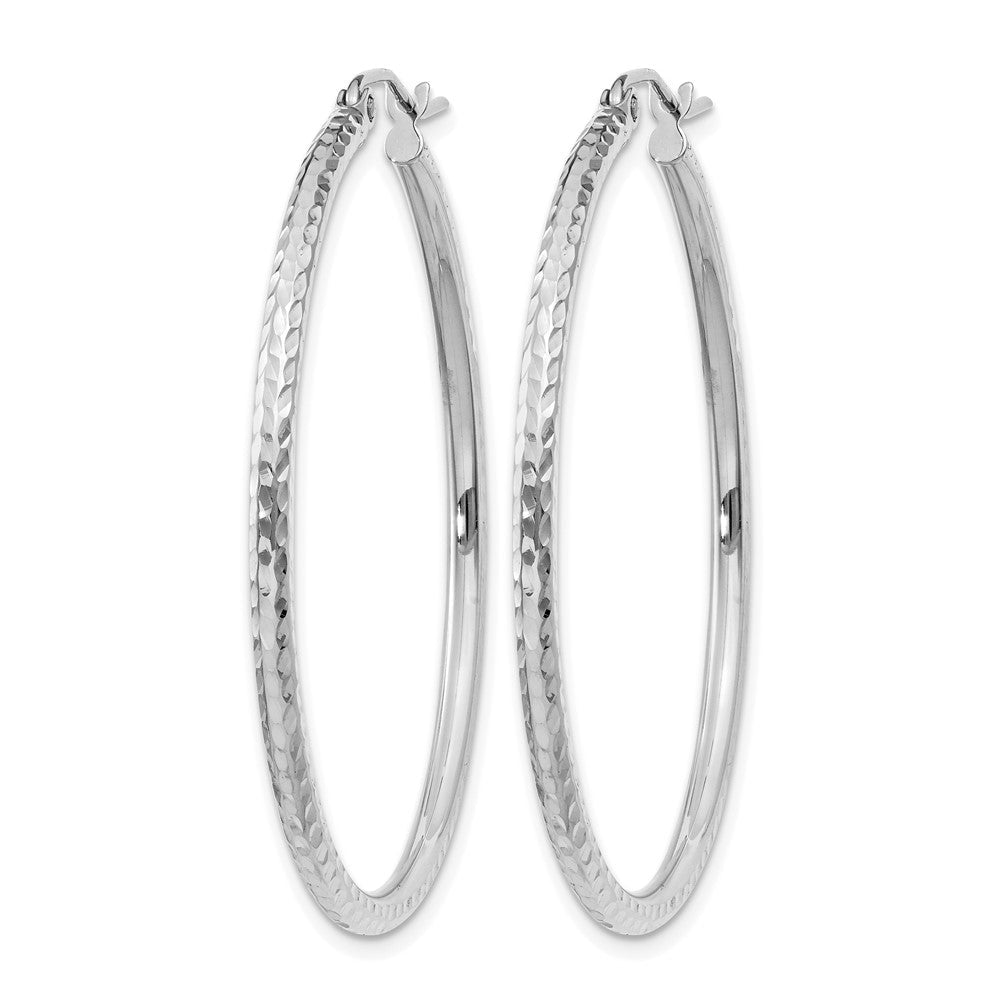 14K Weißgold Diamantiert 2mm Rund Röhre Creolen