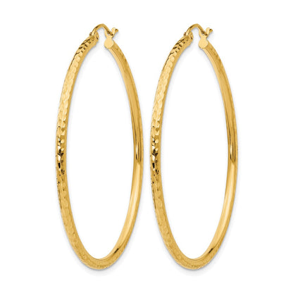 14K Gelbgold Diamantiert 2mm Rund Röhre Creolen