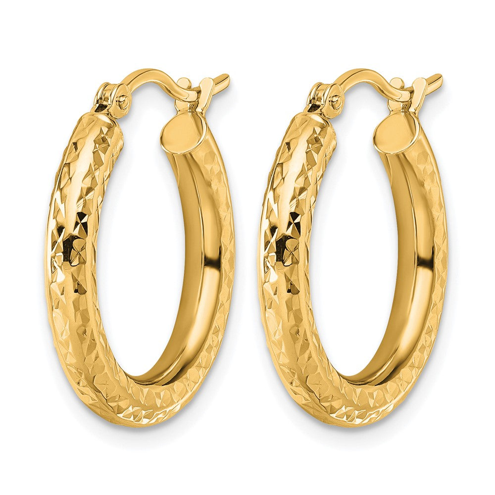 14K Gelbgold Diamantiert 3mm Rund Creolen