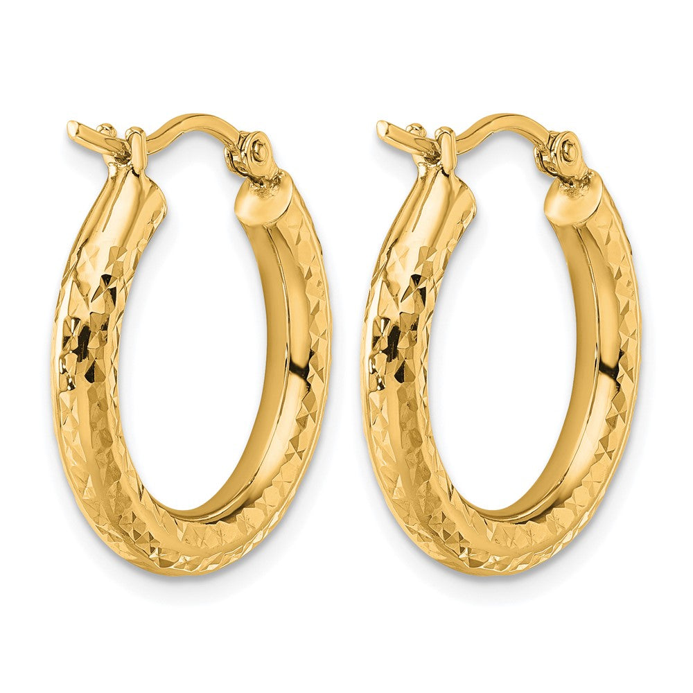 14K Gelbgold Diamantiert 3mm Rund Creolen