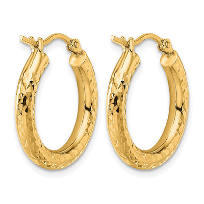 14K Gelbgold Diamantiert 3mm Rund Creolen