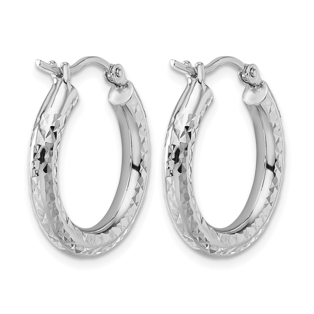 14K Weißgold Diamantiert 3mm Rund Creolen