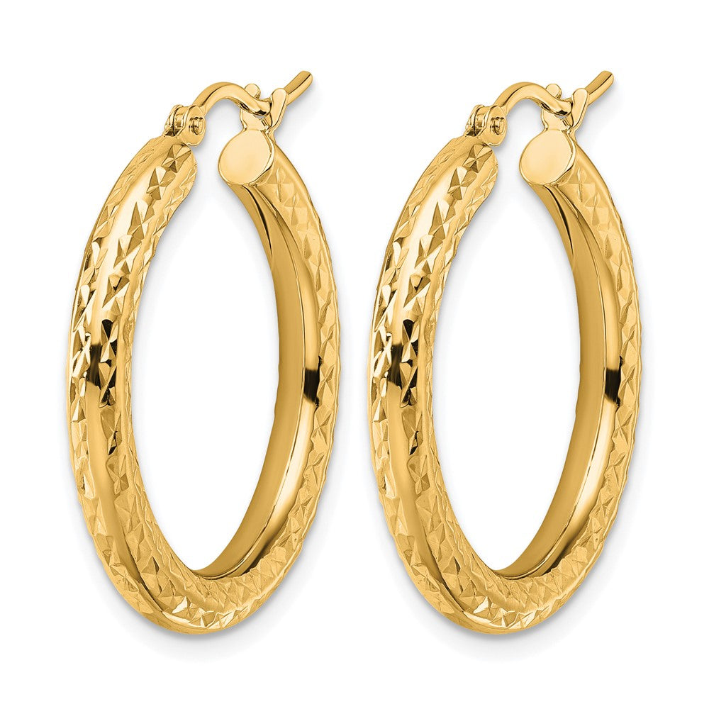 14K Gelbgold Diamantiert 3mm Rund Creolen
