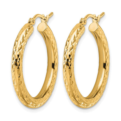 14K Gelbgold Diamantiert 3mm Rund Creolen