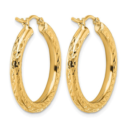 14K Gelbgold Diamantiert 3mm Rund Creolen