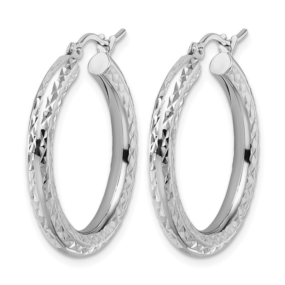 14K Weißgold Diamantiert 3mm Rund Creolen