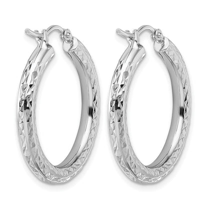 14K Weißgold Diamantiert 3mm Rund Creolen