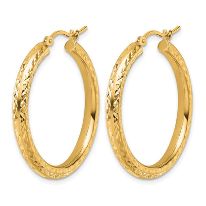 14K Gelbgold Diamantiert 3mm Rund Creolen
