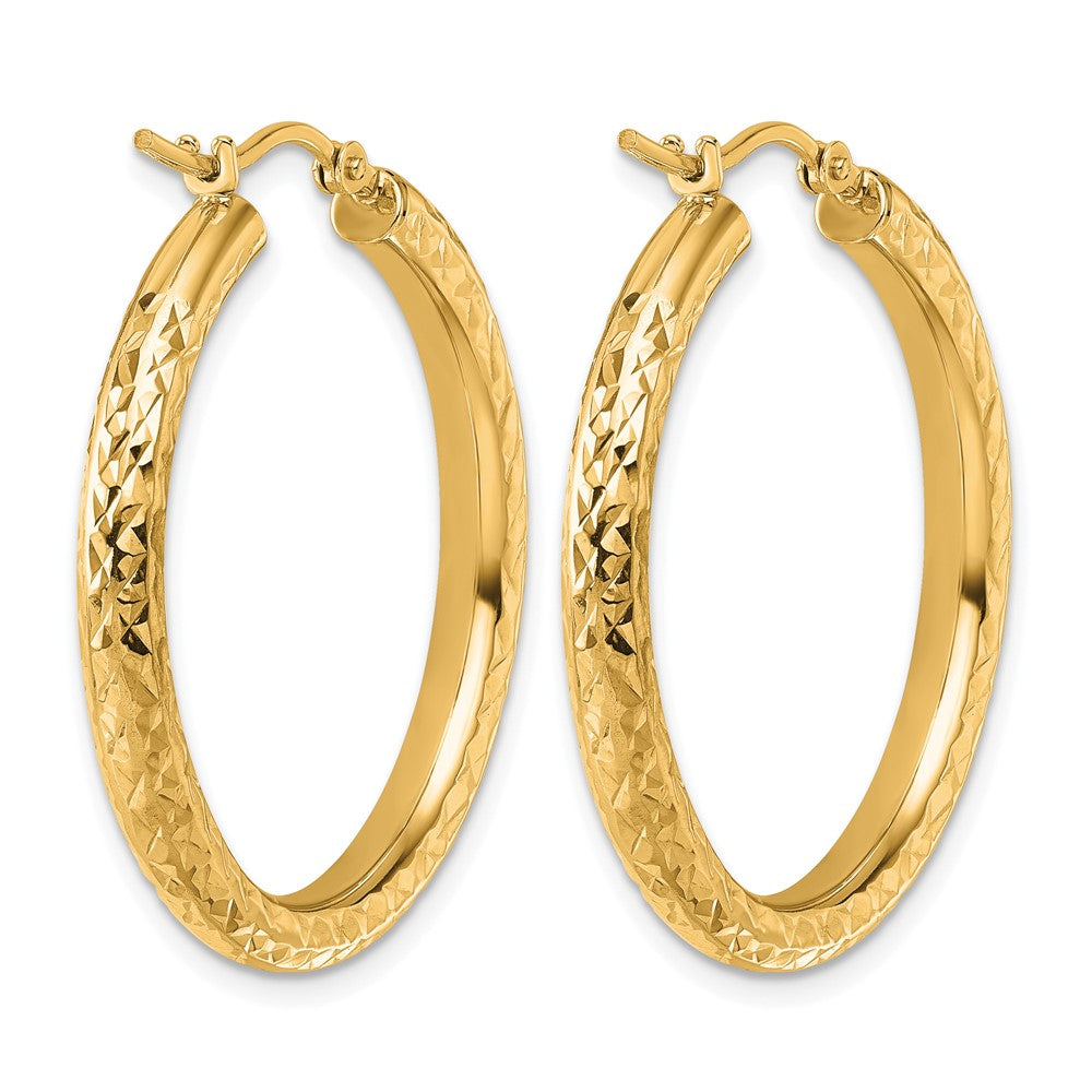 14K Gelbgold Diamantiert 3mm Rund Creolen