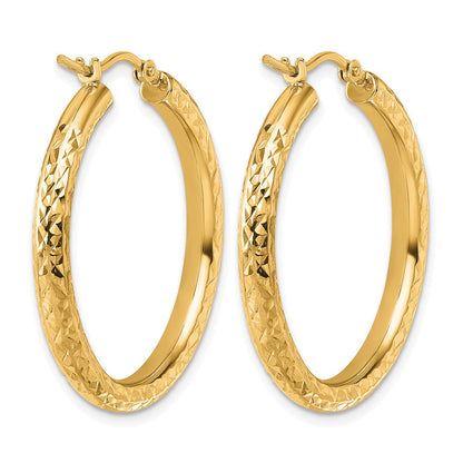 14K Gelbgold Diamantiert 3mm Rund Creolen