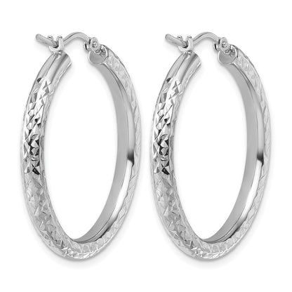 14K Weißgold Diamantiert 3mm Rund Creolen
