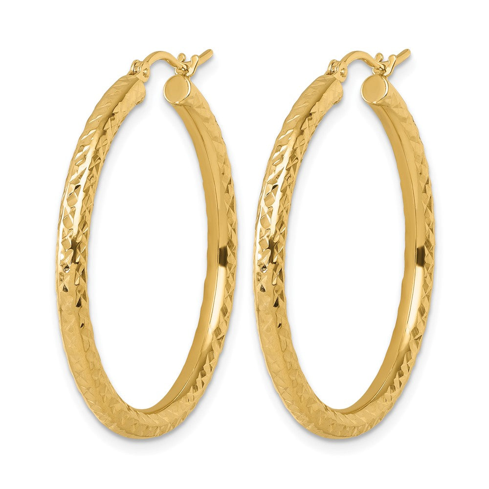 14K Gelbgold Diamantiert 3mm Rund Creolen