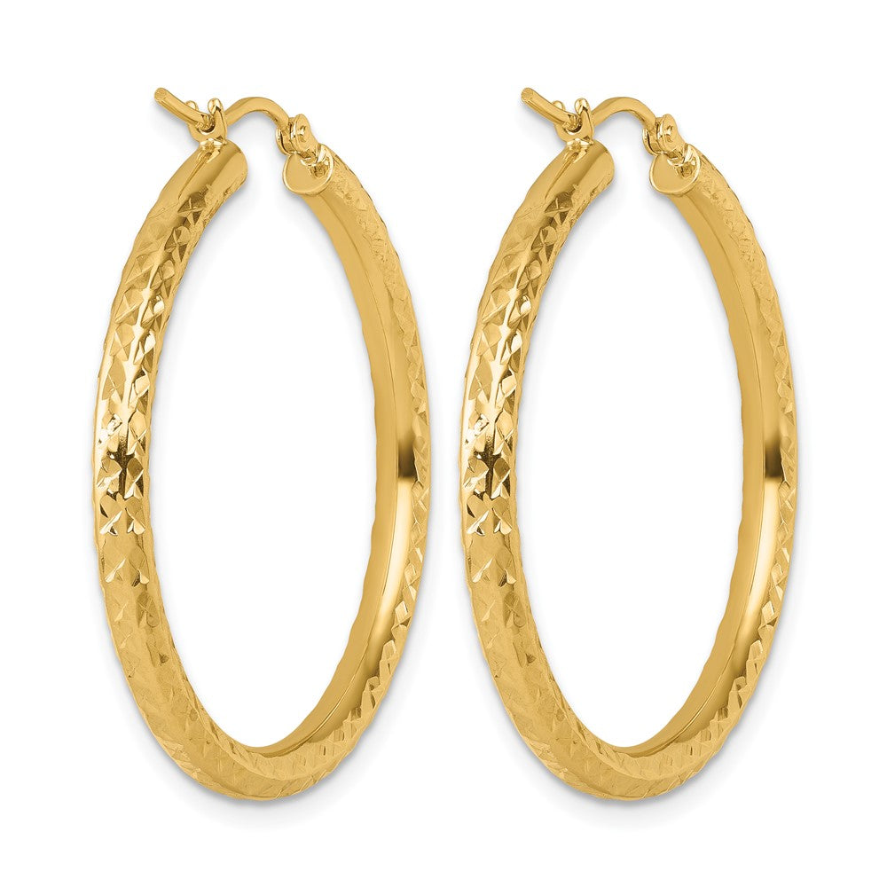 14K Gelbgold Diamantiert 3mm Rund Creolen