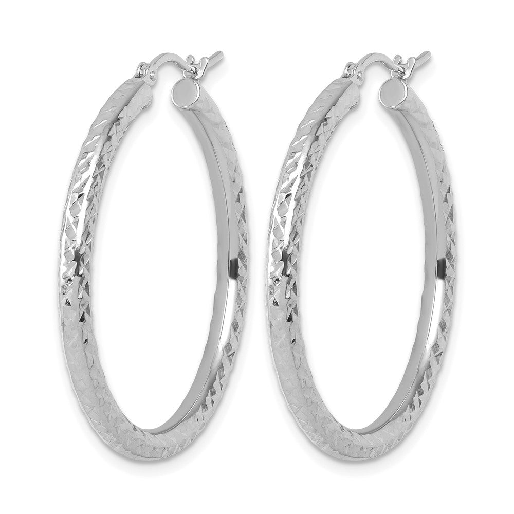 14K Weißgold Diamantiert 3mm Rund Creolen