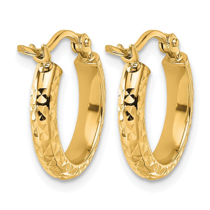 14K Gelbgold Diamantiert 2.8x15mm Hohl Creolen