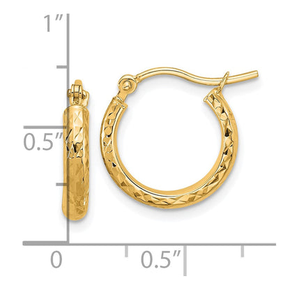 14K Gelbgold Diamantiert 2.8x15mm Hohl Creolen
