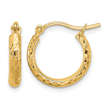 14K Gelbgold Diamantiert 2.8x15mm Hohl Creolen
