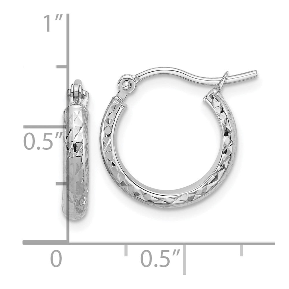 14K Weißgold Diamantiert 2.8x15mm Hohl Creolen