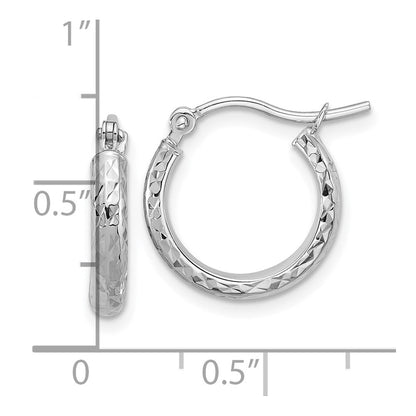 14K Weißgold Diamantiert 2.8x15mm Hohl Creolen