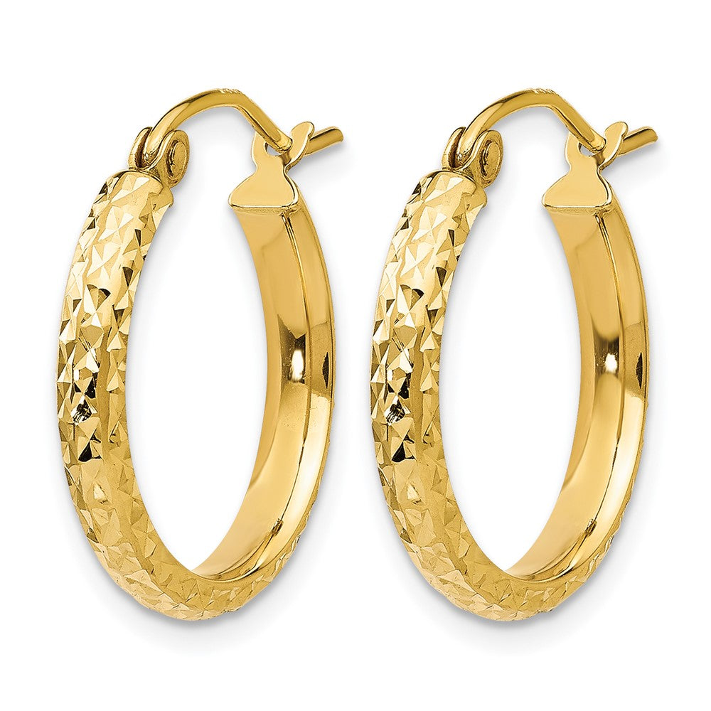 14K Gelbgold Diamantiert 2.8x18mm Hohl Creolen