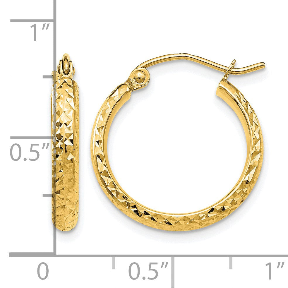 14K Gelbgold Diamantiert 2.8x18mm Hohl Creolen