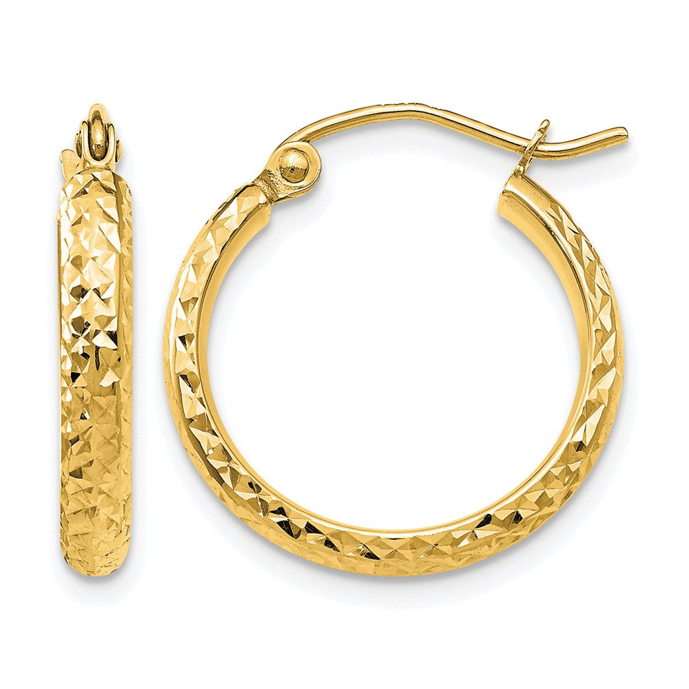 14K Gelbgold Diamantiert 2.8x18mm Hohl Creolen