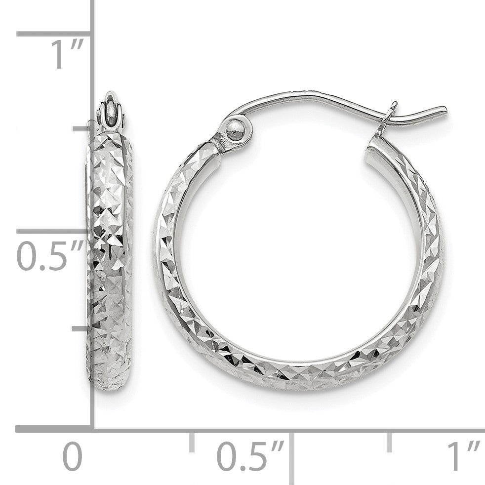 14K Weißgold Diamantiert 2.8x18mm Hohl Creolen