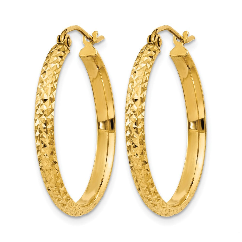 14K Gelbgold Diamantiert 2.8x25mm Hohl Creolen