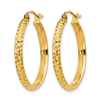 14K Gelbgold Diamantiert 2.8x25mm Hohl Creolen