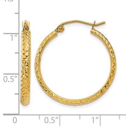 14K Gelbgold Diamantiert 2.8x25mm Hohl Creolen